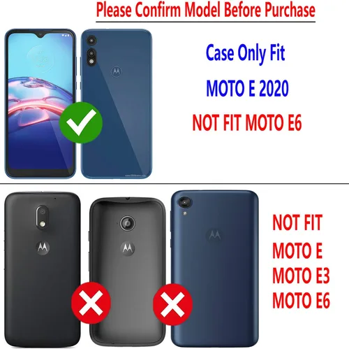 Vista 2 de STARSHOP Funda compatible con Motorola Moto E, incluye protector de pantalla de vidrio templado, funda de piel de primera calidad con función