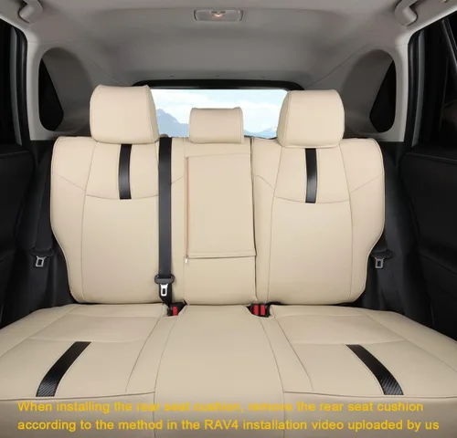 Vista 57 de Fundas de asiento RAV4 de ajuste personalizado, piel sintética impermeable para Toyota RAV4 2013-2018 (beige)