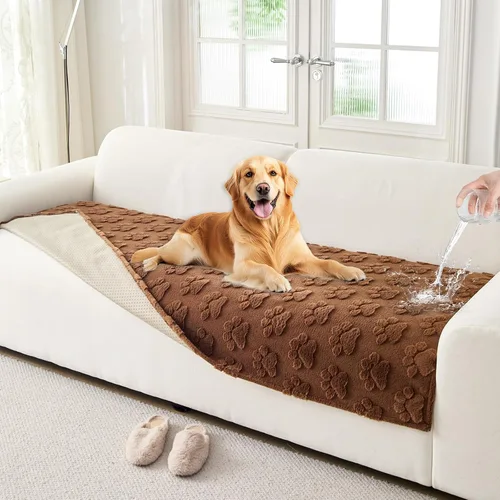 Vista 9 de Funda de sofá impermeable para perros, funda antideslizante para sofá seccional, gruesa, suave, lavable, para sofá de 3 cojines, apta para mascotas