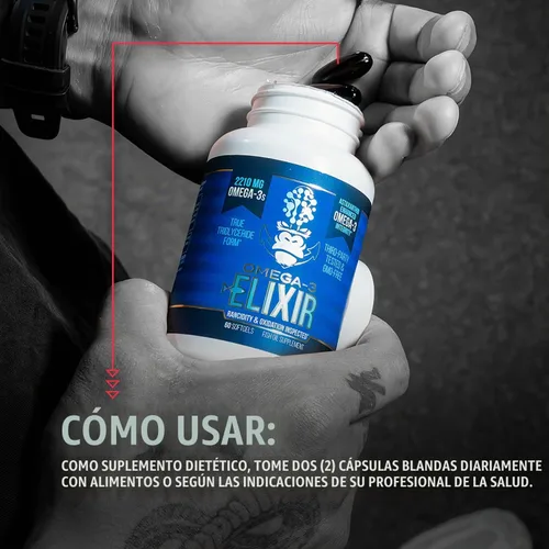 Vista 4 de Gorilla Mind Omega-3 Elixir™ 2210 mg de aceite de pescado en forma de triglicéridos reesterificados EPA, DHA + 2 ácidos grasos Infusión