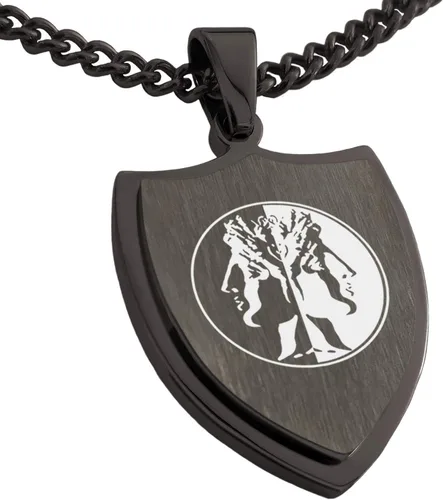 Vista 35 de Collar con colgante de escudo de dioses griegos de acero inoxidable