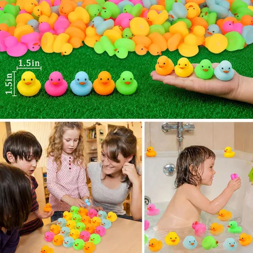 Vista 3 de 50 piezas de mini patos de goma de baño, patitos de goma multicolor a granel, mini patos que se esconden para cruceros, regalos de fiesta