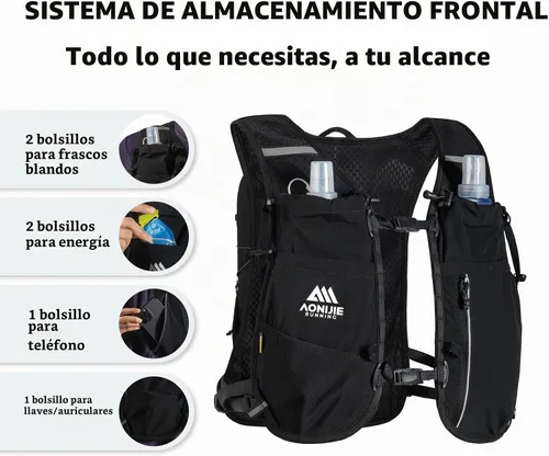 Vista 10 de AONIJIE Chaleco de hidratación para correr de 12L para hombres y mujeres Negro profundo