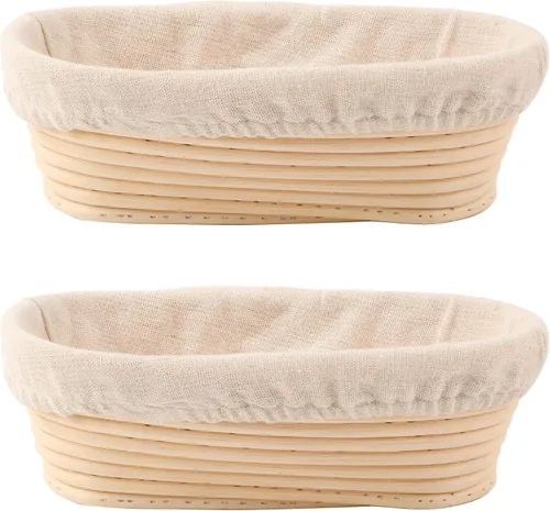 Vista 8 de DOYOLLA Juego Mini de Cestas Ovaladas para Fermentación (16.5 cm, juego de 5), Cestas para Masa de Pan de Masa Madre con Forros para Panaderos