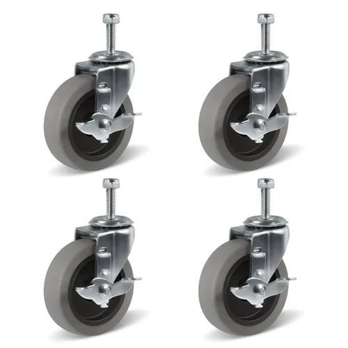 Vista 29 de Ruedas resistentes de 3 pulgadas, ruedas giratorias con frenos, ruedas de placa con rueda de goma para muebles, plataforma, camión, carrito
