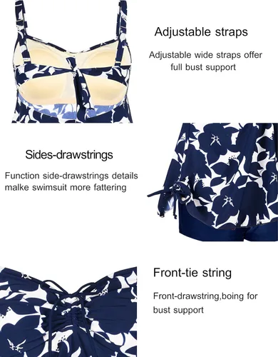 Vista 4 de Septangle - Trajes de baño tankini de talla extragrande para mujer de dos piezas con estampado de cachemira