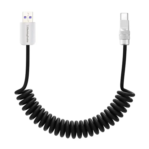 Vista 15 de chubbycable Curly Chubby - Cable de carga rápida USB C en espiral de 240 W, cable de carga retráctil trenzado duradero para automóvil compatible