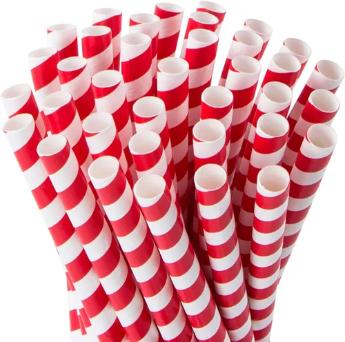 Vista 9 de Webake Pajitas de papel biodegradables a granel 200 pajitas de beber a rayas rojas, gran alternativa a pajitas desechables a pajitas de plástico