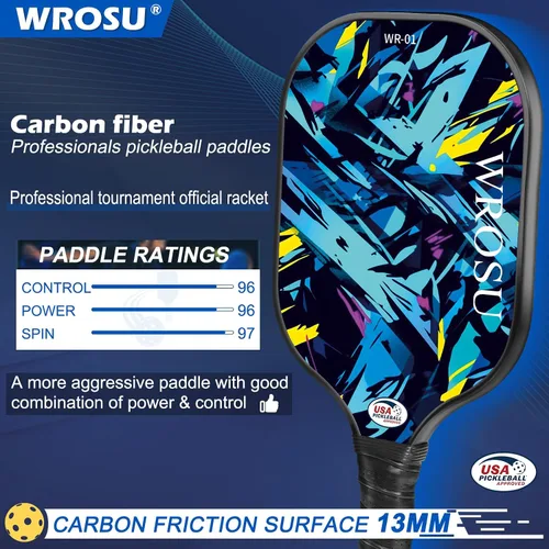 Vista 5 de Carbon Fiber Pickleball Paddles Set of 4 or 2 Rackets,USAPA Approved Pickleballs Equipment with Balls,Bag,Accessories,Carbon Fiber T300 Lightweight