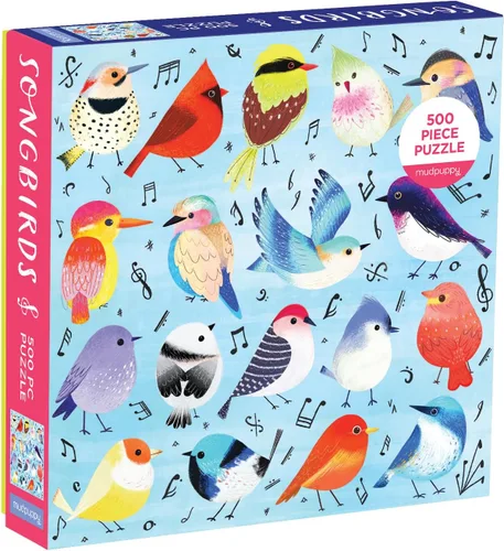 Vista 6 de Mudpuppy Birding Around - Rompecabezas familiar de 500 piezas con ilustraciones coloridas y divertidas de pájaros felices para niños de 8 años