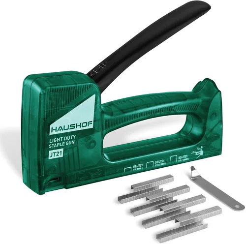 Vista 10 de HAUSHOF Pistola de grapas ligera, pistola de grapas para tapicería con 800 grapas JT21 y removedor de grapadoras, se adapta a grapas JT21 de 1/4