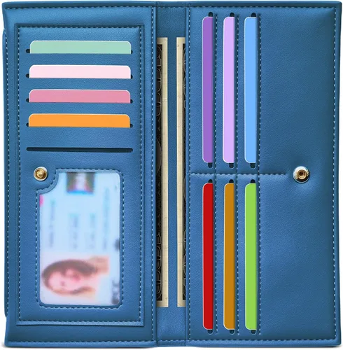 Vista 22 de Tipmile Cartera ultra delgada para mujer, cartera de cuero plegable para mujer, cartera RFID, cartera de bloqueo RFID para tarjetas de crédito