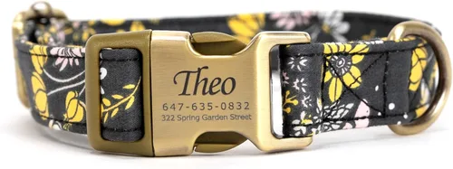Vista 14 de Collar de perro personalizado con nombre y número de teléfono grabado, collar ajustable personalizado para cachorros, collar de algodón orgánico