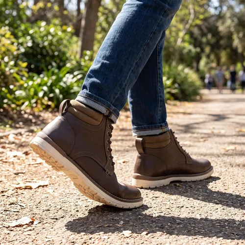 Vista 3 de Vostey Botas de senderismo para hombre, botas casuales para hombre marrón (673-darkbrown)