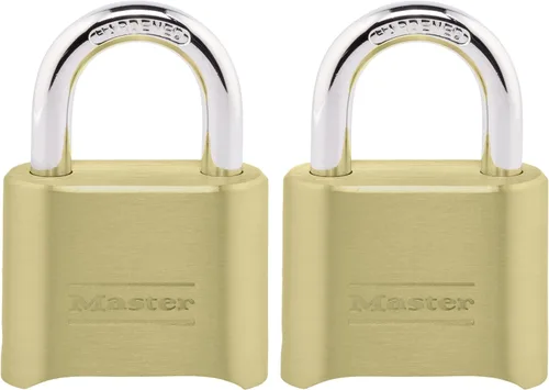 Vista 7 de Master Lock Candado de combinación de latón para uso en interiores y exteriores con combinación reajustable para casillero de gimnasio, puerta