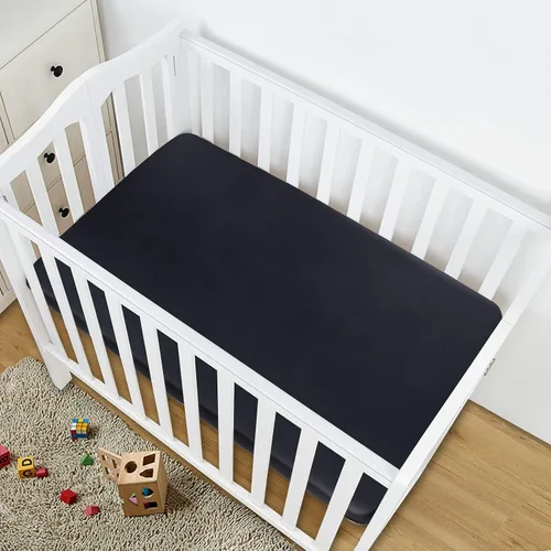 Vista 7 de Sábana bajera de satén, para empacar y jugar, suave y sedosa para colchón de cuna pequeña (39 x 27 x 5 pulgadas), para niños y niñas, sábanas