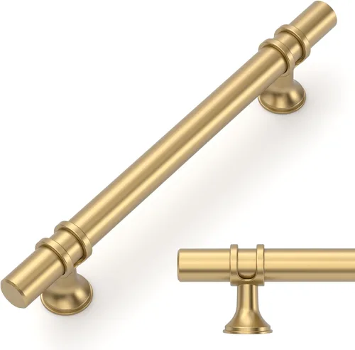 Vista 21 de Amerdeco ZH0050 - Paquete de 10 pomos de bronce champán para gabinetes, barra en T de 2 pulgadas, manijas de gabinete de cocina, manijas