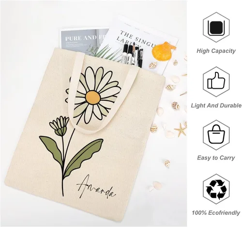 Vista 7 de Bolso de mano personalizado de la flor del nacimiento del mes del nacimiento