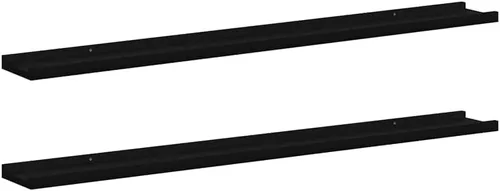 Vista 45 de Black Floating Shelves Set of 4, Wall Mounted MDF Shelves with Matte Finish for Living Room, Bedroom Decor Display
