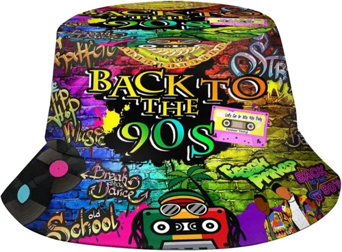 Vista 8 de Sombreros retro de moda de los años 80 y 90 para mujeres y hombres, traje de fiesta de festival rave