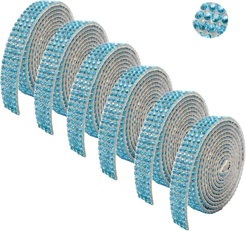 Vista 9 de 6 Rollos de Cinta Adhesiva con Diamantes de Imitación para Manualidades, Rollo de Cinta con Cristales para Decoración de Automóviles y Teléfonos