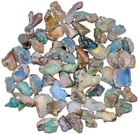 Vista 3 de VEERUKDI - Piedra gema de ópalo etíope natural crudo de 150.00 quilates, cristales, piedras preciosas para hacer joyas, ópalo llamativo ultra fuego