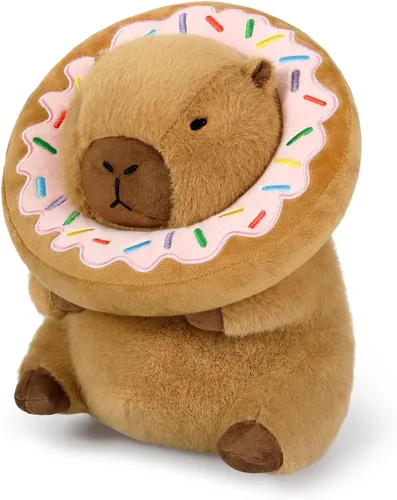 Vista 15 de Ditucu Bonita almohada de felpa Capybara naranja con mochila de tortuga, animales de peluche, juguetes de peluche Capibara, regalos para niños