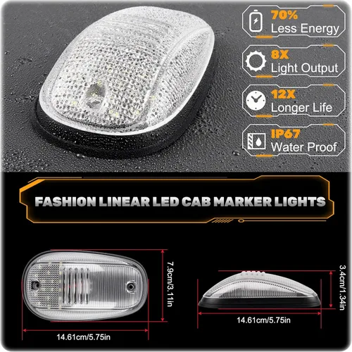 Vista 6 de POPMOTORZ Luces LED de marcador de techo de cabina, 5 piezas de luces de liquidación para Dodge Ram 2003-2018 1500 2500 3500 Pickup Trucks LED Cab