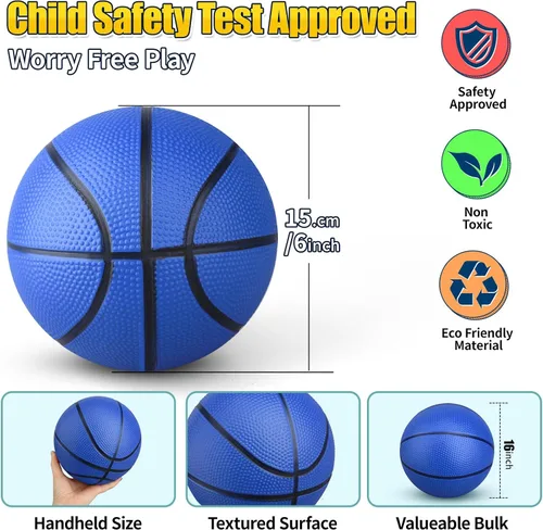 Vista 4 de Anzmtosn Mini Basketball Toys for Over Door Indoor Hoops - 7 Inch Pool Basketballs with Pump, Beach Balls, Water Toys for Inflatables Hoops