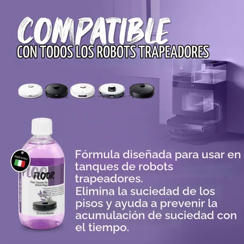 Vista 3 de ERRECOM - Limpiador concentrado para mopa de suelo robot de 16 onzas líquidas (16.9 fl oz), dilución 1:60 que hace hasta 8 galones
