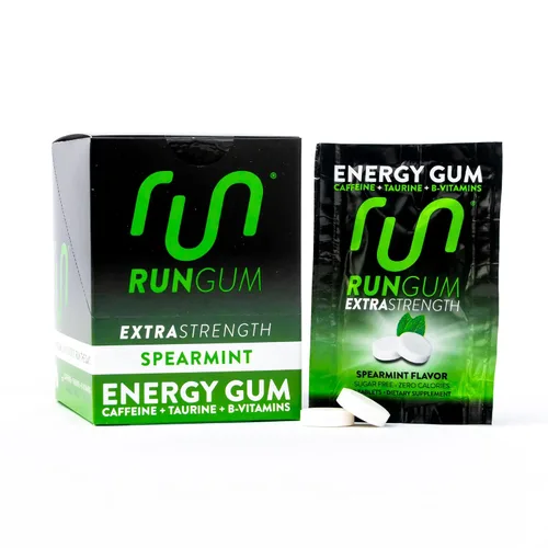 Vista 8 de RUN GUM Bubblegum Energy - Goma de mascar de 50 mg de cafeína, taurina y vitaminas B por pieza, 24 unidades (paquete de 12) sin azúcar, cero