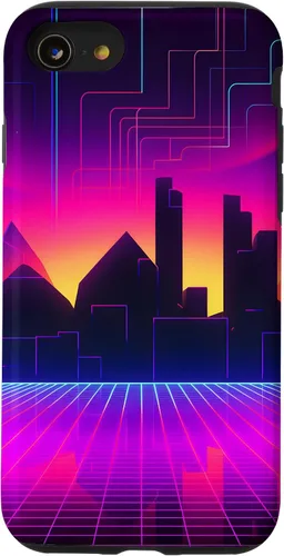 Vista 13 de Funda para iPhone 15 Retrowave 80s City Vaporwave Synthwave