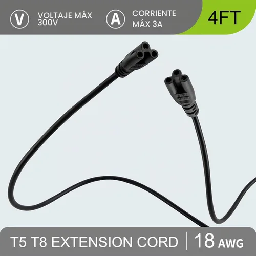 Vista 2 de Cables de extensión T5 T8 negros de 4 pies, cable de alimentación de luz de crecimiento, cables de conexión de lámpara de 48 pulgadas, conectores