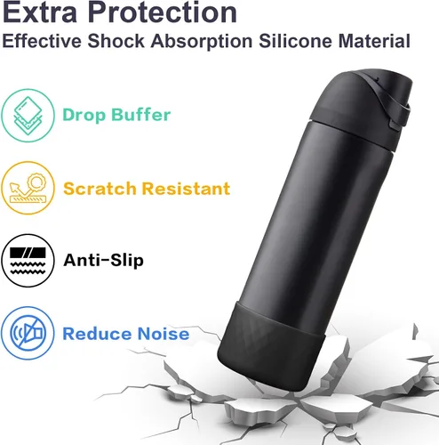 Vista 3 de Airboat 2 botas de silicona para botella de agua Owala de 24 onzas, funda protectora antideslizante para botellas de acero inoxidable, aptas
