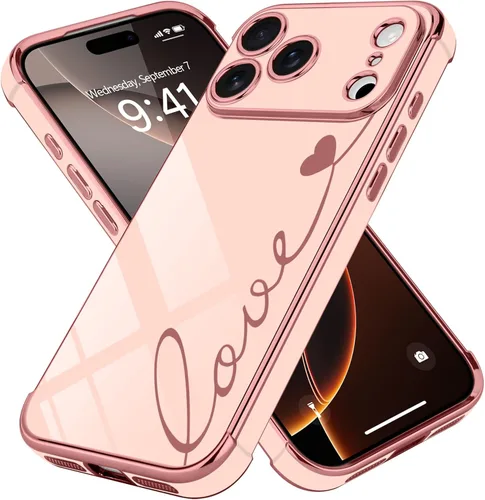 Vista 41 de LCHULLE Funda para iPhone 13 para mujeres y niñas, lindo corazón de amor Negro