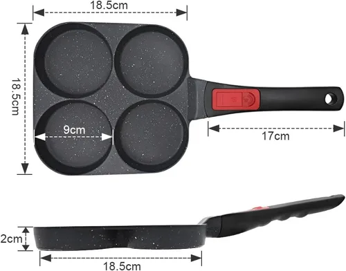 Vista 6 de RANX INGST Sartén para huevos de inducción, sartén antiadherente para panqueques de 4 tazas con mango desmontable, sartén para hamburguesas, sartén