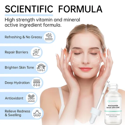 Vista 6 de Niacinamida 10%+Zinc 1% Suero Para La Cara, Suero De Niacinamida Para La Cara, Dermatólogo, Alivio De Enrojecimiento-1.0 fl oz 1floz