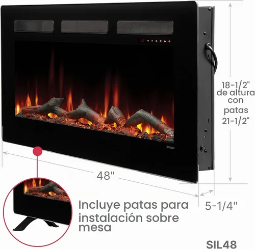 Vista 4 de Dimplex Sierra - Chimenea eléctrica lineal de 48 pulgadas, color negro, 1400 W