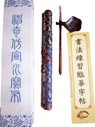 Vista 4 de Juego de caligrafía reutilizable para japonés y chino, escritura en agua, juego de pinceles sintéticos para practicar caligrafía china o el Kanji.