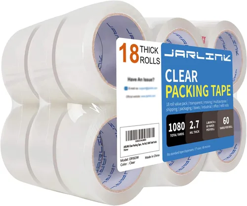Vista 12 de JARLINK - Cinta de embalaje transparente (6 rollos), cinta de embalaje resistente para envíos, embalajes, mudanzas y sellados; cada rollo mide 2,7
