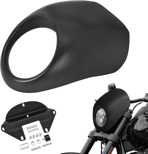 Vista 8 de Amazicha Máscara de Carenado para Faros Delanteros, Soporte de Visera para Faros Delanteros Compatible con Harley Sportster XL 1973-posterior