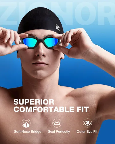 Vista 7 de ZIONOR Gafas de natación para adultos, G1 Air con protección UV antivaho y a prueba de fugas, ajuste cómodo para adultos, hombres y mujeres, incluye