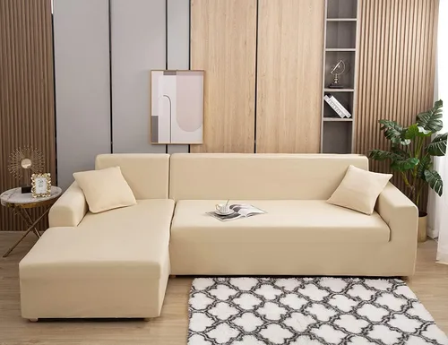 Vista 4 de Fundas de sofá para sofá seccional en forma de L, funda en forma de L A Beige