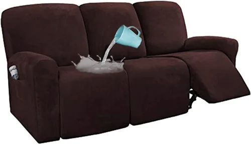 Vista 10 de Fundas impermeables de terciopelo para sofá reclinable, 8 fundas elásticas para sofá reclinable de 1, 2 y 3 plazas, funda suave antideslizante