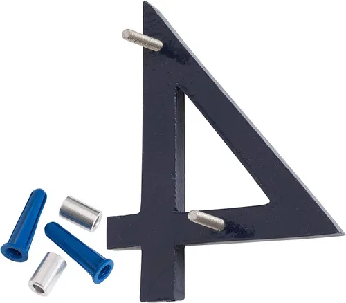 Vista 3 de Montague Metal Products MHN-12-F-NY1-4 Números flotantes modernos de aluminio cepillado sólido, 12 pulgadas, azul marino con recubrimiento en polvo