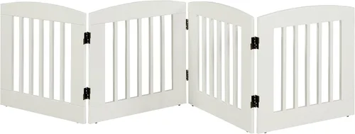 Vista 8 de BarkWood - Puerta independiente de madera para mascotas, expansión de 4 paneles, tamaño mediano, 24 pulgadas de alto, acabado gris