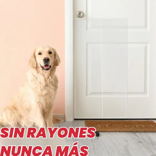 Vista 2 de Protector de puerta contra arañazos de perros, protector de vinilo transparente para puerta de perro resistente antigarras para muebles de ventana