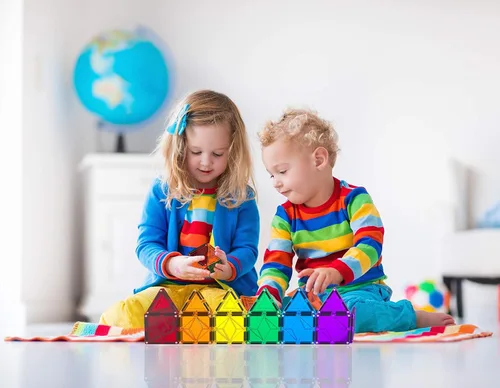 Vista 6 de TOYLI Bloques de construcción magnéticos para niños, 32 piezas, aprendizaje educativo magnético STEM