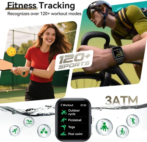 Vista 3 de Relojes inteligentes para hombres (Android/iPhones), más de 120 modos deportivos con monitor de ritmo cardíaco, monitor de ritmo cardíaco