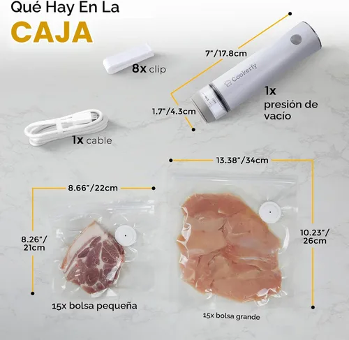Vista 4 de Máquina selladora al vacío de alimentos con pantalla digital y tanque visible, sellador al vacío compacto de mano de flujo de aire de 8 litros